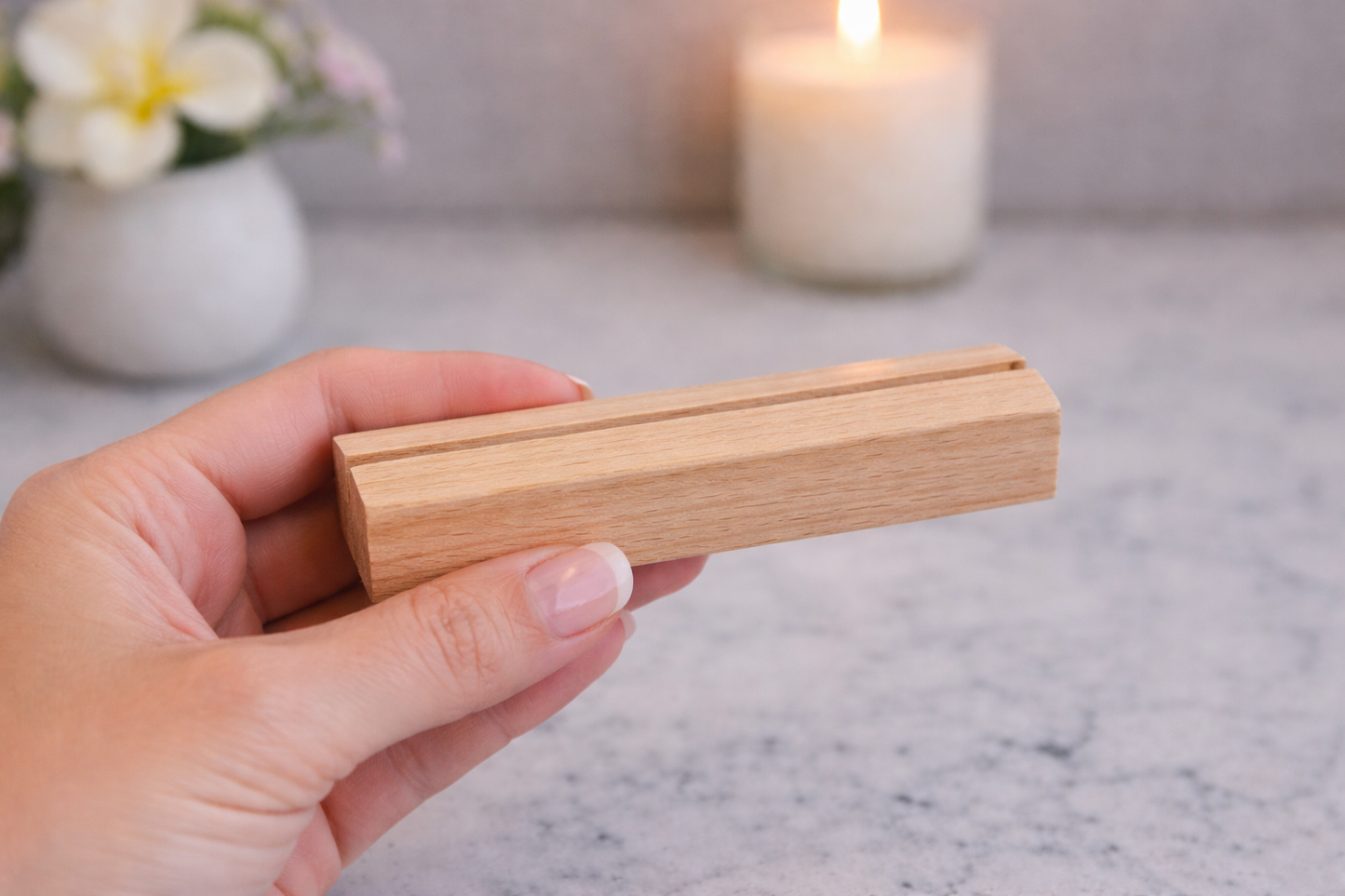 Natural Wood Card Holder