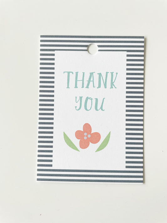 Thank You Flower and Stripe Gift Tag (8ct)