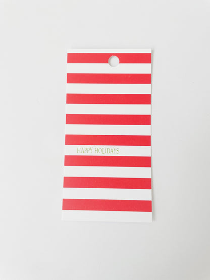 Happy Holiday-Red and White Stripe Gift Tag (8ct)