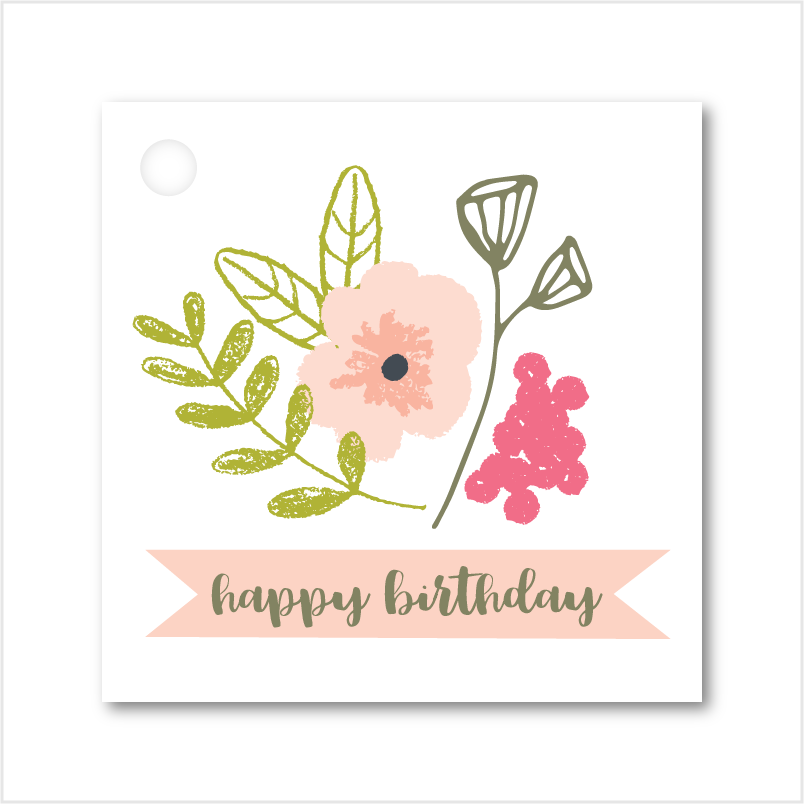 FLORAL BIRTHDAY GIFT TAG (8ct)